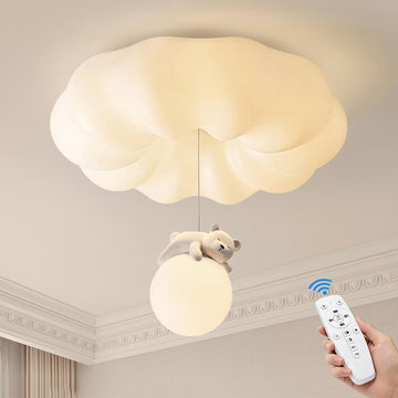 Cloud Ceiling Lights Modern Dimmable LED Ceiling Light Remote Control Bear Rabbit White Kids Ceiling Light Flush