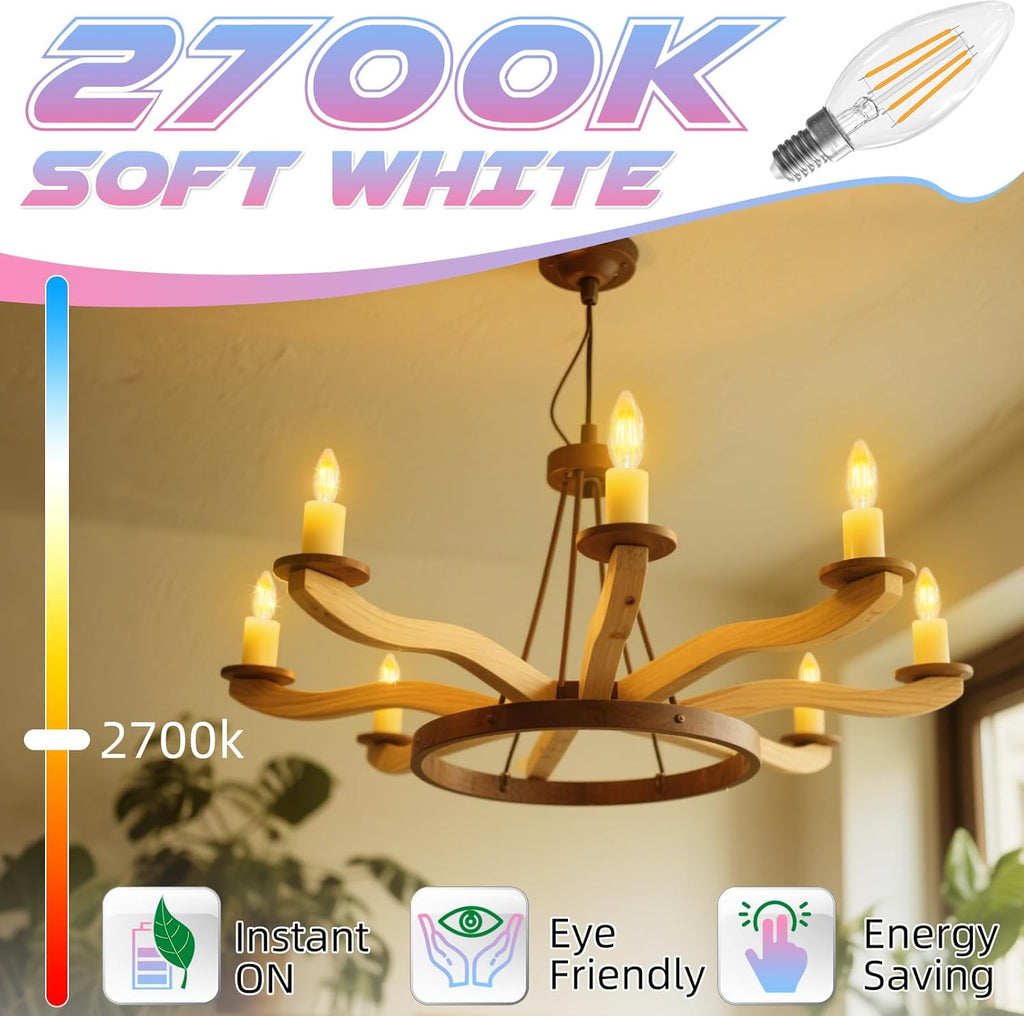 E12 Candelabra Bulb 2700K Soft White, 60W Equivalent, E12 LED Bulb