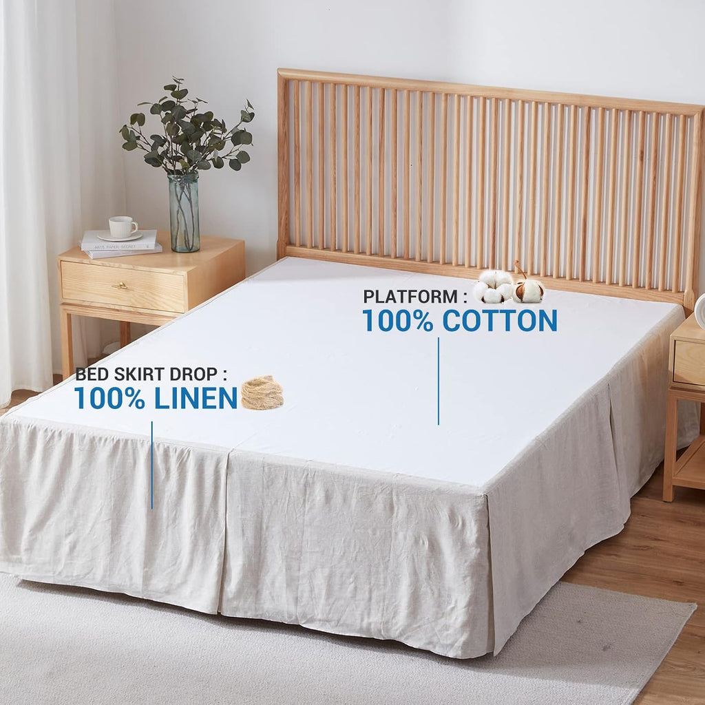 Premium Linen Bed Skirt Basic Style 18 inch Tailored Drop Dust Proof Easy Fit Breathable (18'' Basic-Linen, Twin)