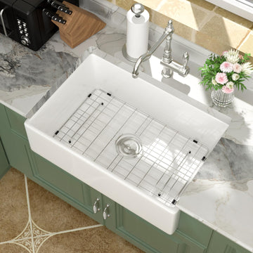 White Farmhouse Sink 30x20