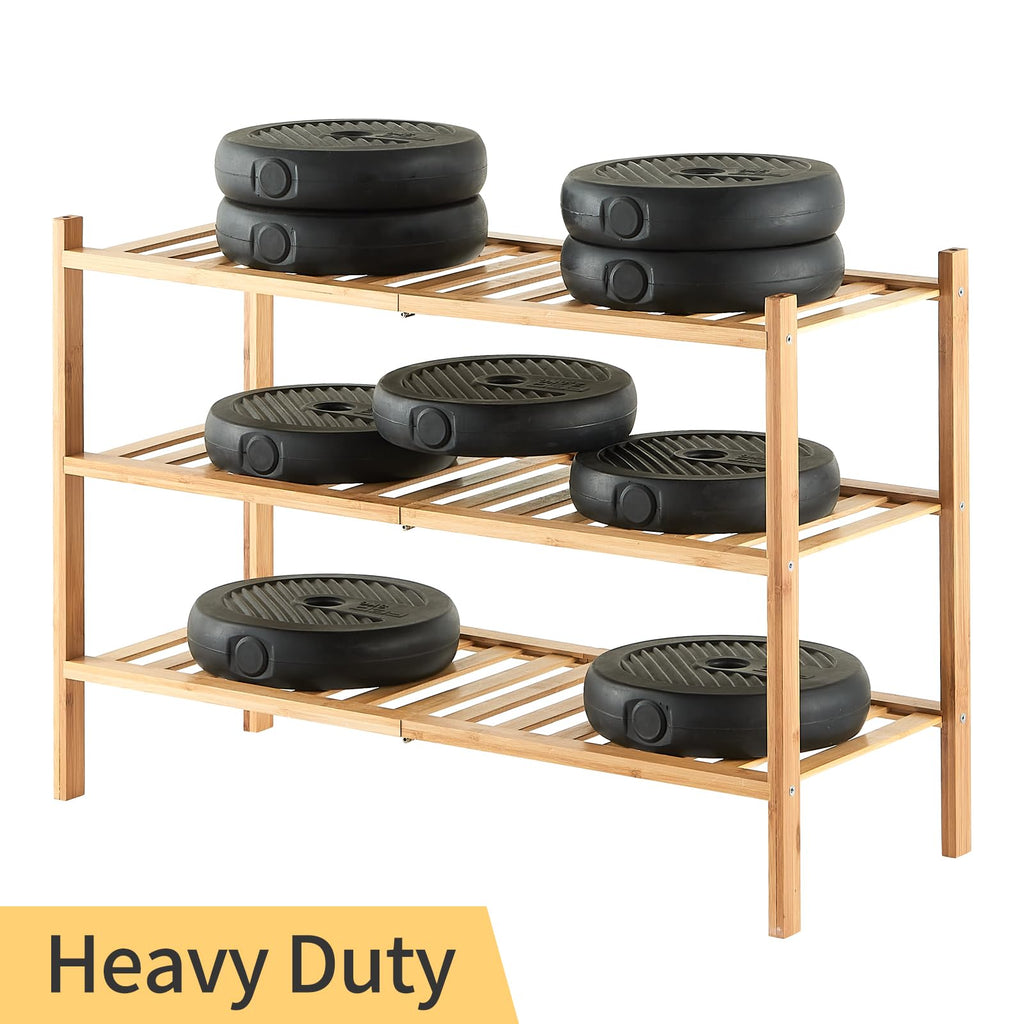 6-Tier Bamboo Shoe Rack, Stackable | Heavy Duty | Multi-Function, Free Standing Shoe Racks Hallway Closet
