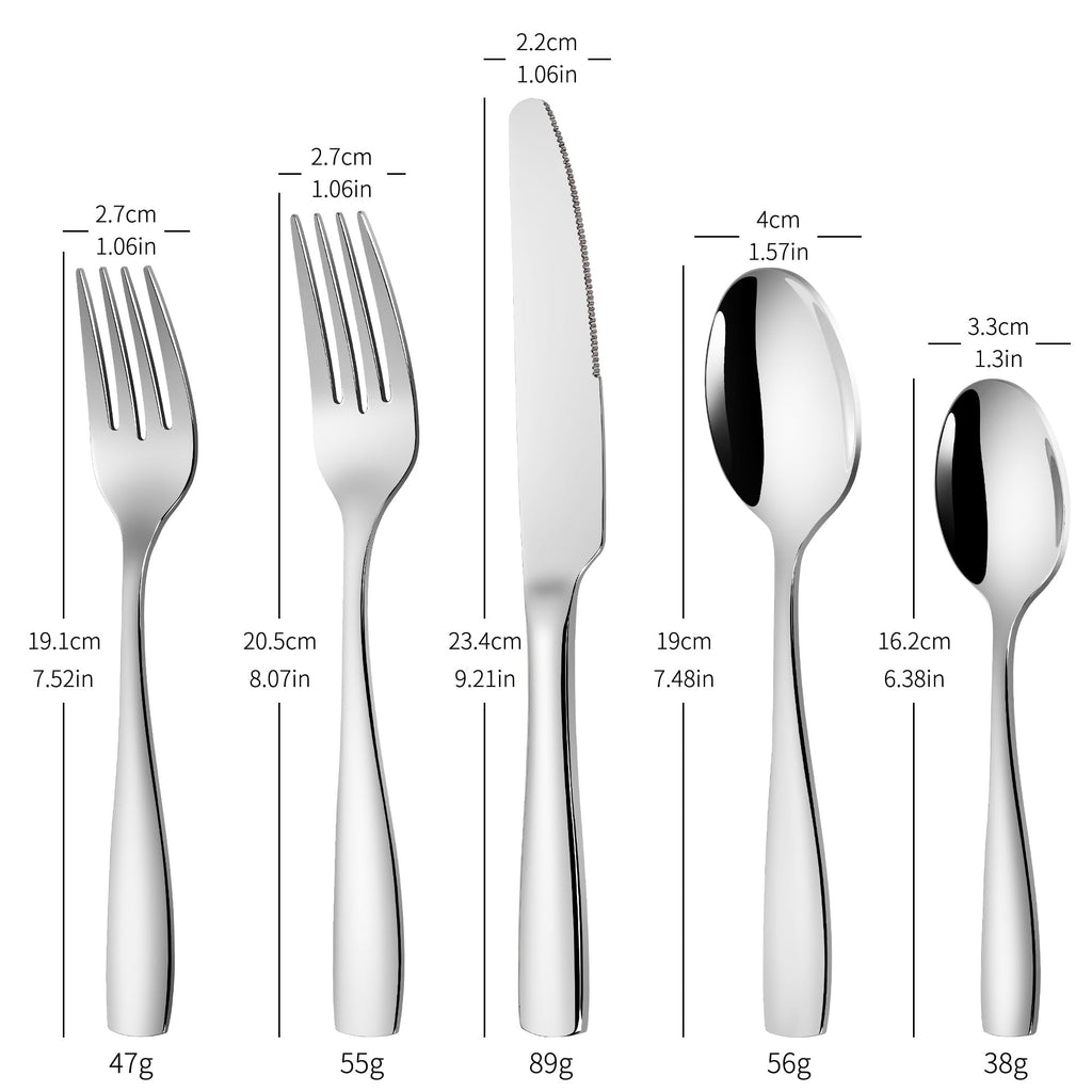 40 Piece Silverware Set for 8, 18/10 Stainless Steel Heavy Flatware Set