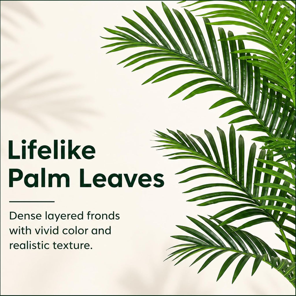 Artificial Palm Tree 6.2ft Tall Fake Palm Tree Indoor Decor with 18 leaves and Real Bark Design Faux Tropical Areca
