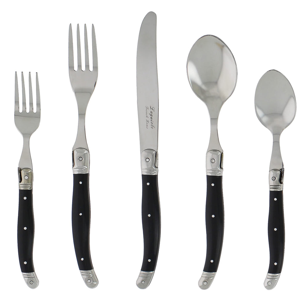 Laguiole 20 Piece Stainless Steel Flatware Set, Black Onyx