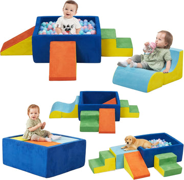 Piece Foam Climbing Blocks with Square Ball Pit for Toddlers, Colorful