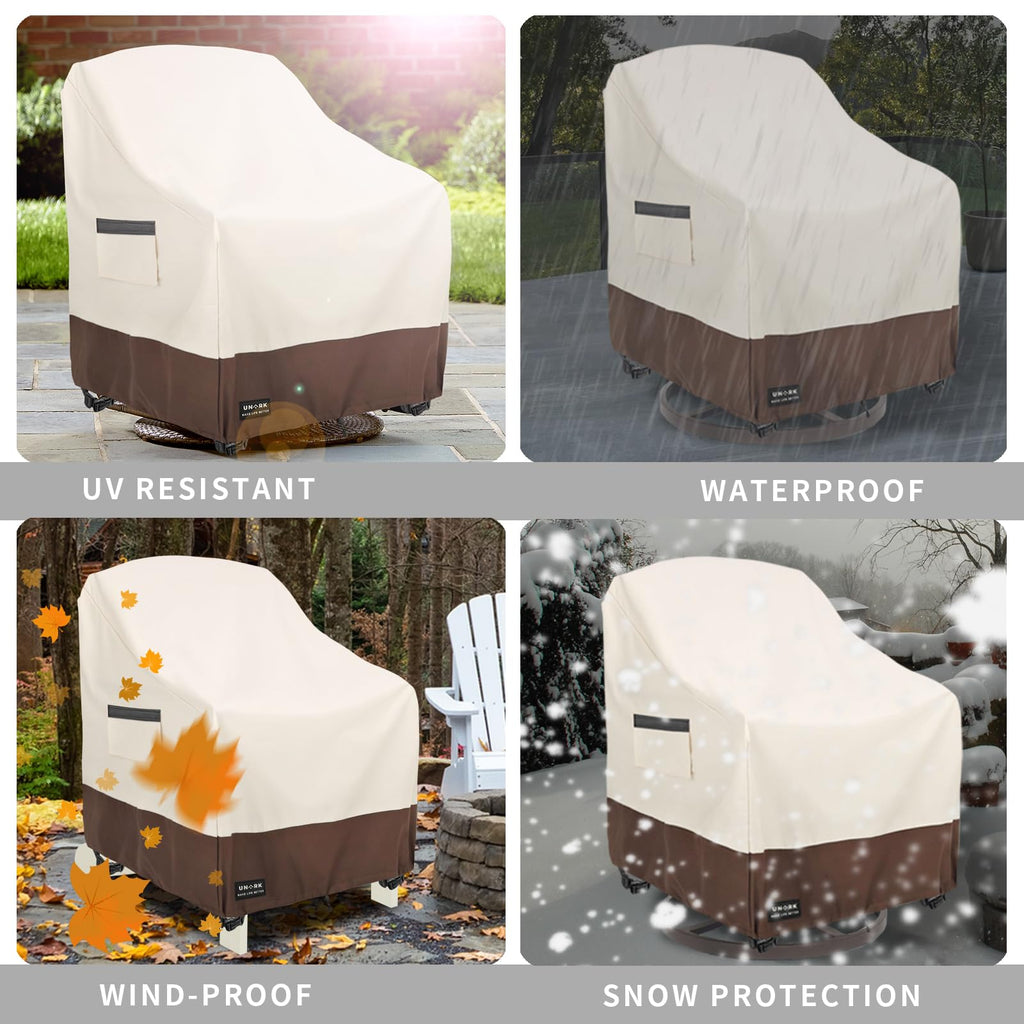 Outdoor Swivel Chair Covers Waterproof 2 Pack, Outdoor Chair Covers Patio Furniture Cover for Deck Patio Swivel Chair