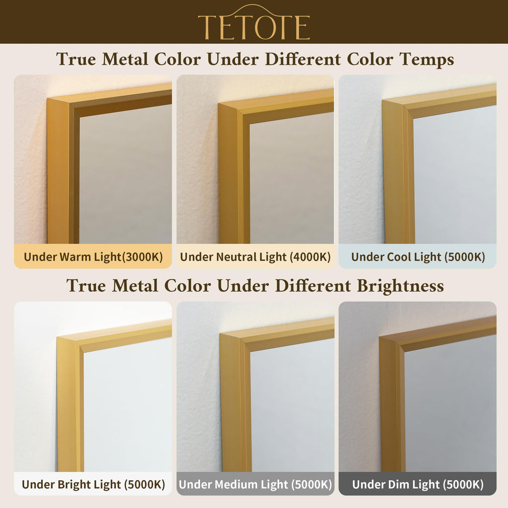 Gold Bathroom Mirror 20" x 30" Brushed Brass Rectangle Beveled Framed Bathroom Vanity Mirror for Over Sink, Tempered