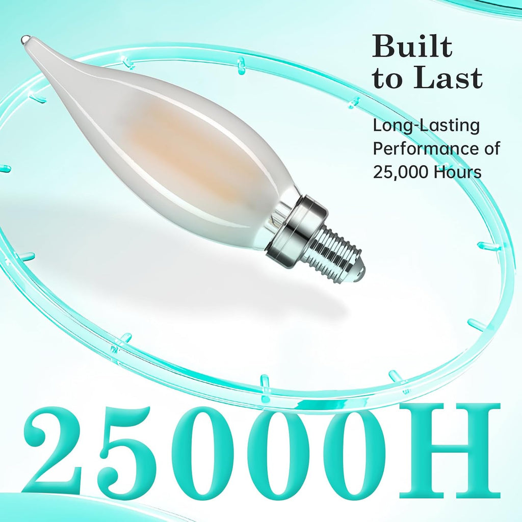 E12 40Watt Frosted LED Candelabra Candle Bulb CA10 2700K Dimmable 6PK