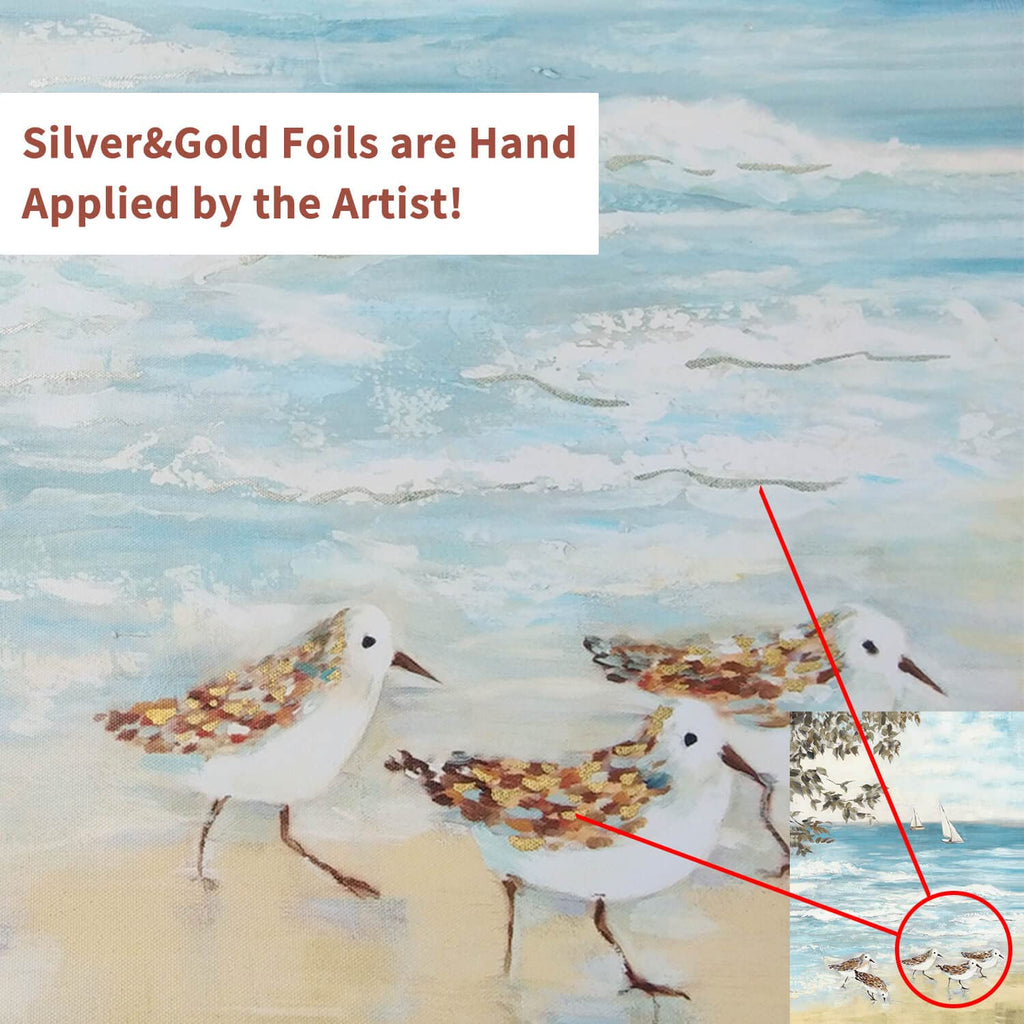 Abstract Beach Sea Birds Canvas Wall Art 18x24Inch