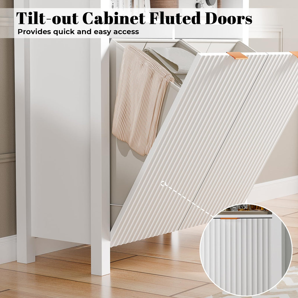 Arched Double Tilt Out Laundry Hamper Cabinet with 2 Storage Baskets