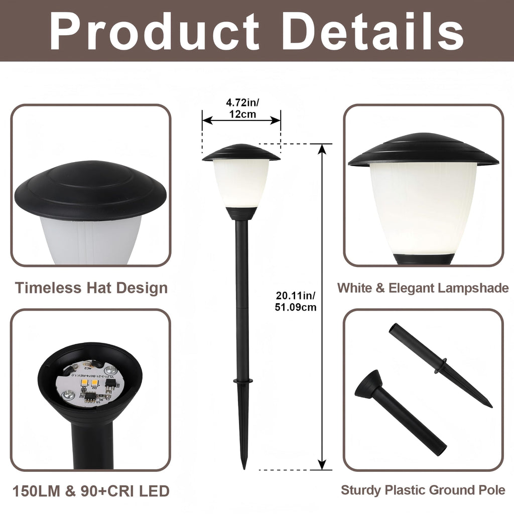 6 Pack Low Voltage Landscape Lighting LED Garden Lights Warm White