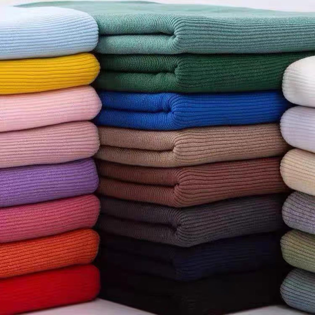 Soft Cotton Ribbing Fabric for Cuffs Collar and Waistband Stretch Rib Knitted Fabric for Sewing Jackets Coats (Black