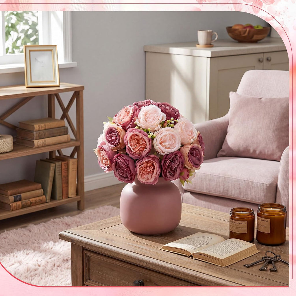 Artificial Peonies Flowers Fake Silk Peony Bouquet Faux Peonies Flowers Bulk for Decoration Vase Floral Arrangements - Set of 36