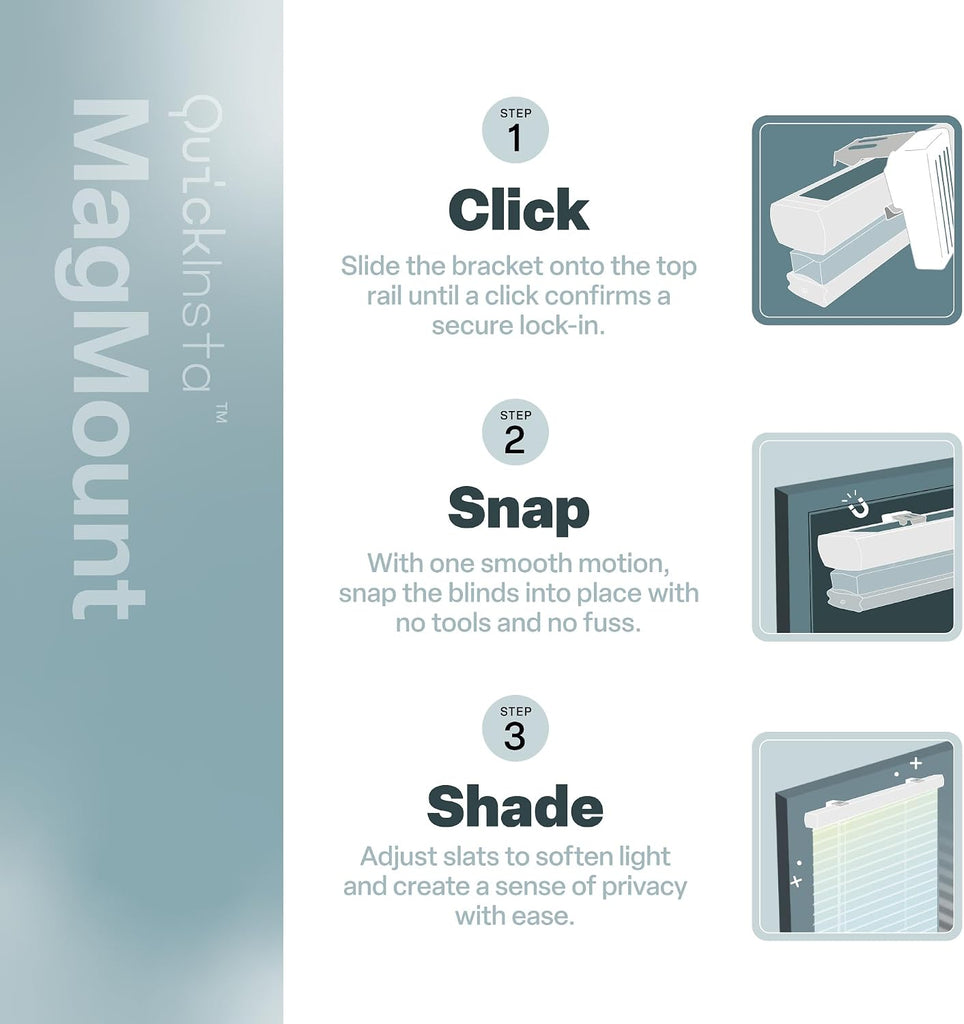 Strong Hold Magnetic Door Mini Blinds, White, 25 x 42 in