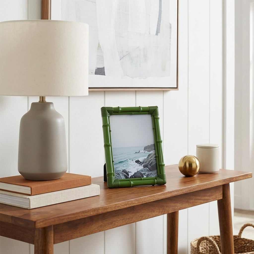 5x7 Picture Frame Bamboo, Photo Frame Resin with Antique Finish for Wall or Tabletop Display Resin Frame for Wedding