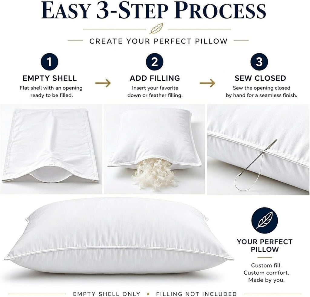 100% Cotton Down Proof Throw Pillow Shell, Empty DIY Cushion Cover for Filling, Pillow Insert Cover, Sew to Close, No