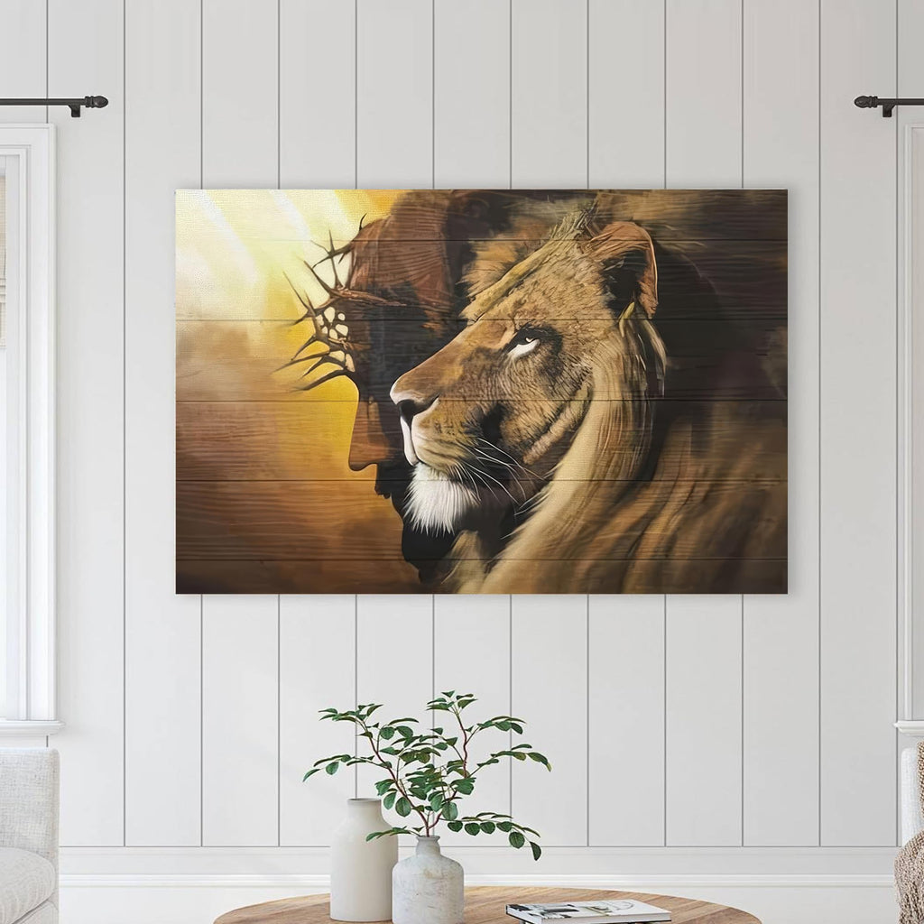 Framed Jesus Christ Canvas Wall Art The Lion of Judah Christian Painting Prints Biblical Wall Decor Religious Room
