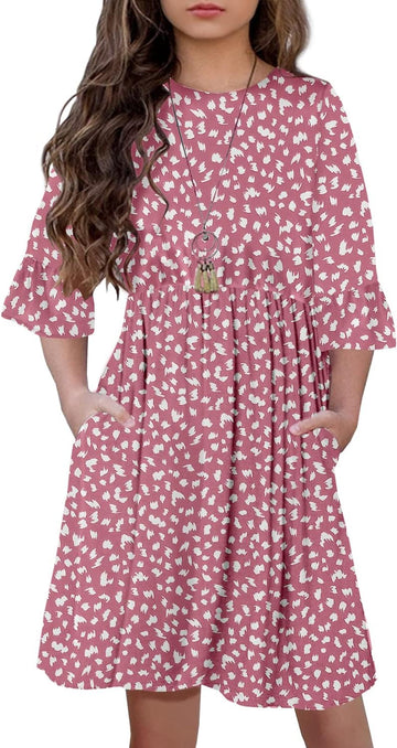 Girls Midi Dress Boho A-line Swing Casual Holiday Party Dresses