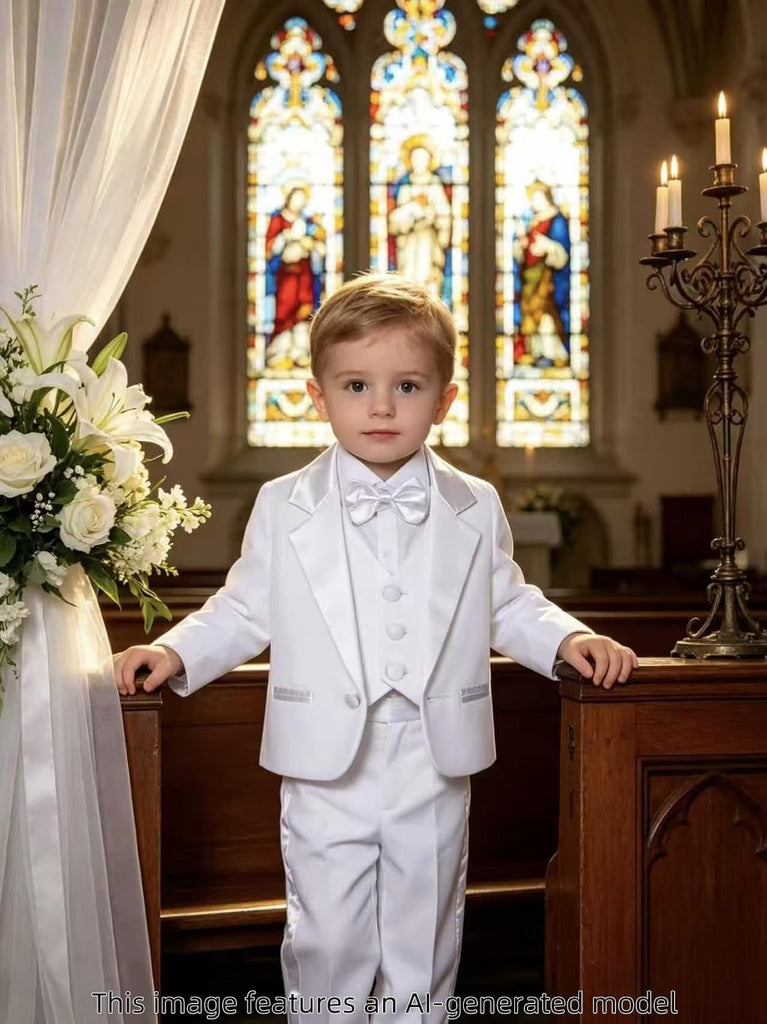 Baby Boys Tuxedo Piece Set Jacket Shirt Vest Pants Bowtie