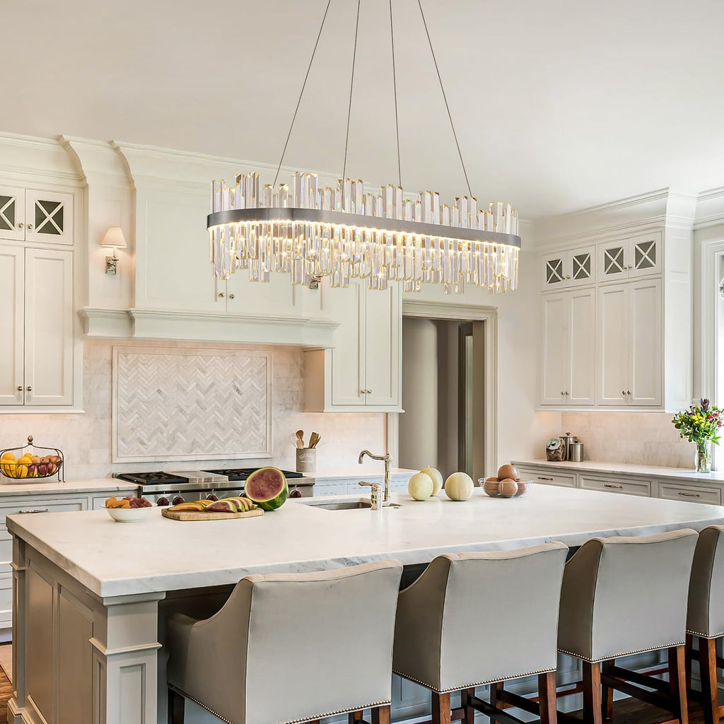 Nickel Led Modern Crystal Chandelier,Rectangle Chandeliers
