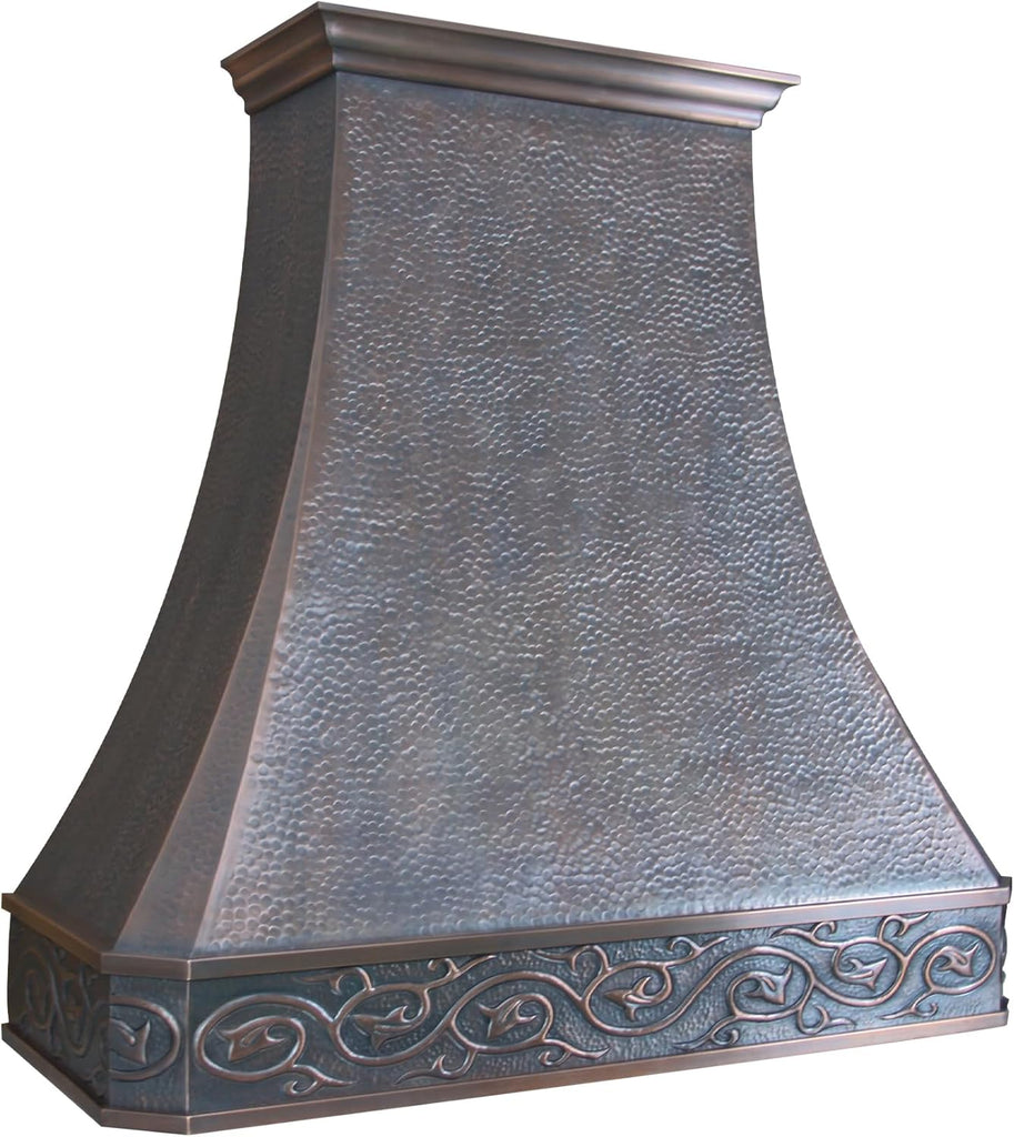 42 Inch Copper Island Mount Range Hood 610 CFM LED Lights Dishwasher-Safe Baffle Filters