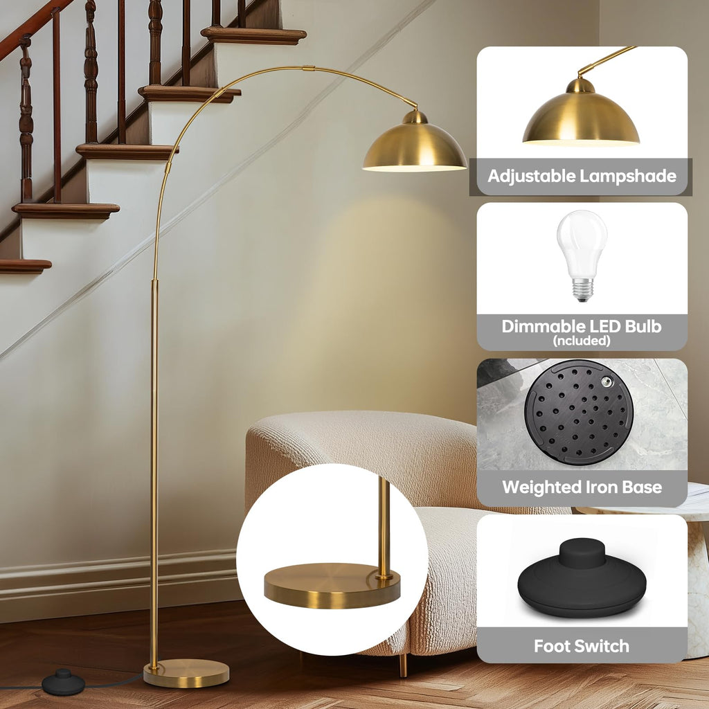 Floor Lamp with 3 Light Modes Adjustable- Modern Arc Standing Tall Lamp Dimmable Brightness, Perfect, and Office