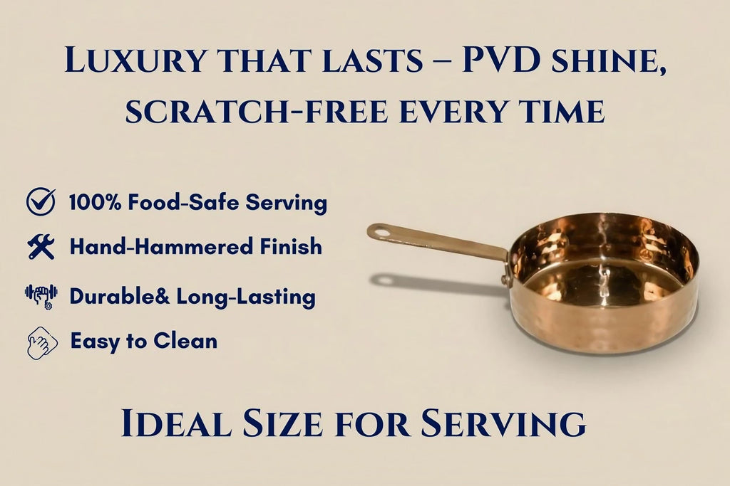 Stainless Steel Saucepan For Serving - Set of 2-100ml Each, Copper Finish