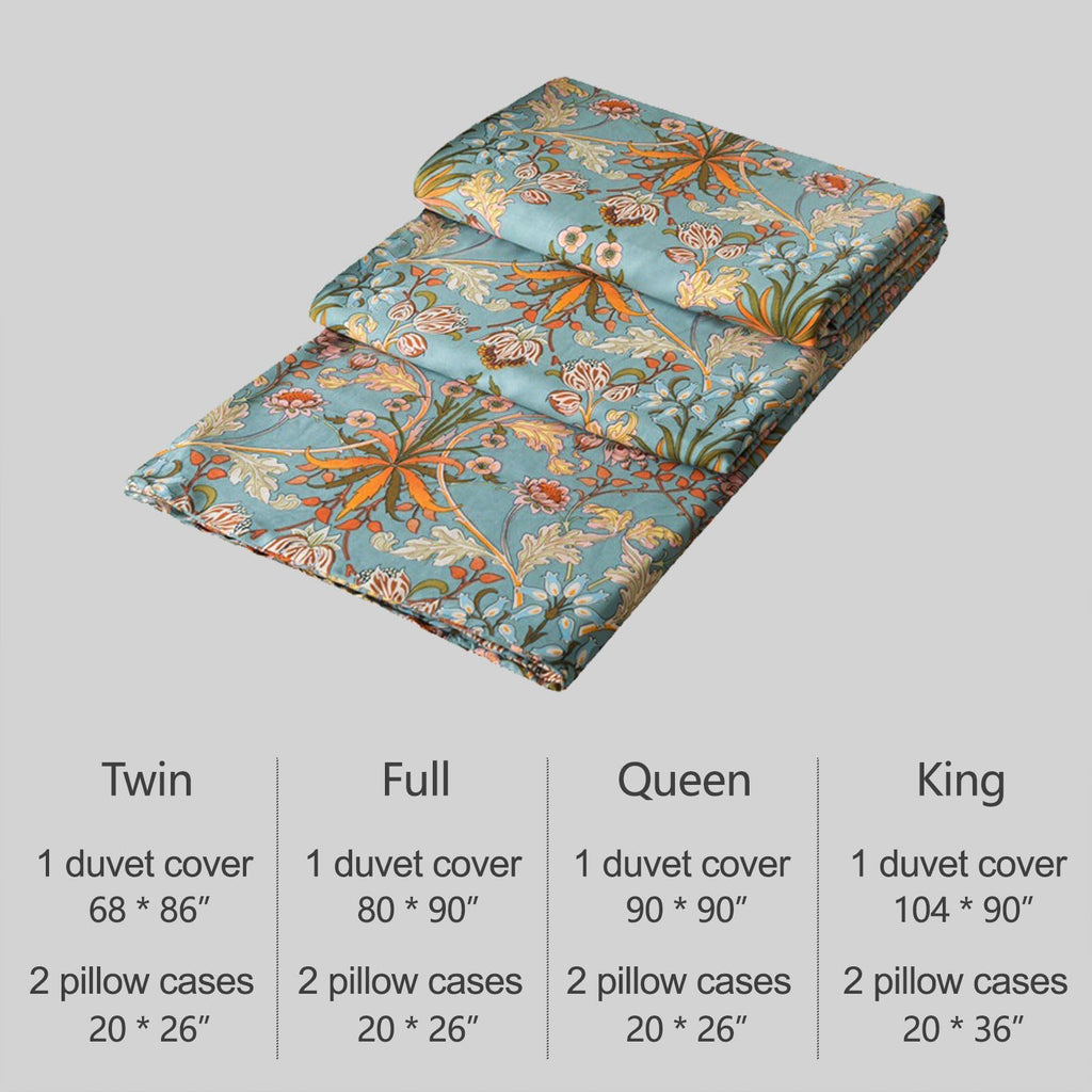 Green Gold Duvet Cover Queen, Medallion Paisley Print Bedding Set 400 Thread Count Percale Cotton Vibrant Bohemian