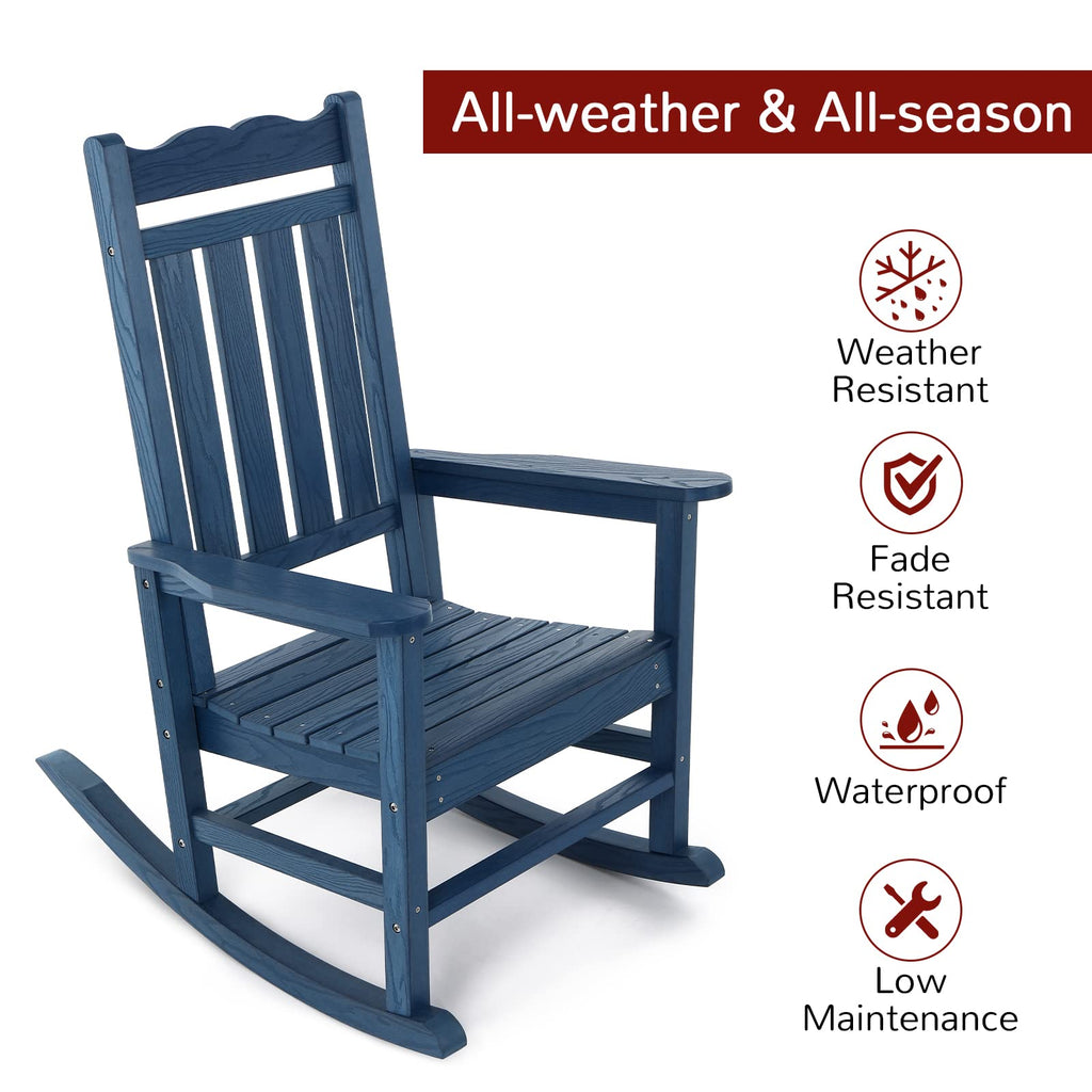 All-Weather Patio Rocking Chairs Set of 2, Outdoor Rocking Chair with 400 lbs Support, Porch Rocker, Rocking Chairs
