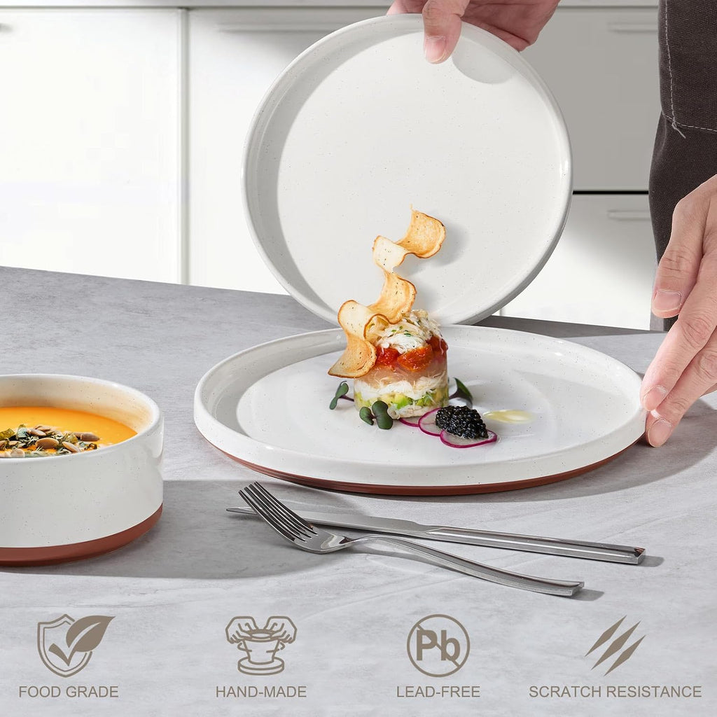 24 Pieces Porcelain Dinnerware Sets, Premium Plates and Bowls Set, High-Fired Ceramic Dishes Set for 8