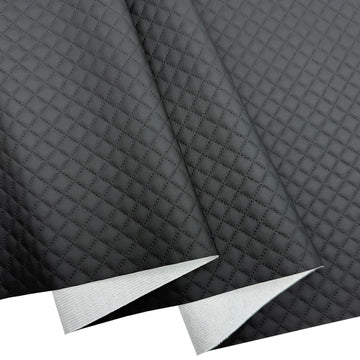 Soft FauxLeather Fabric 16 x 54 Inches Quilted Plaid Upholstery Vinyl for Motorcycle Sofa Bags Chairs Car Seats