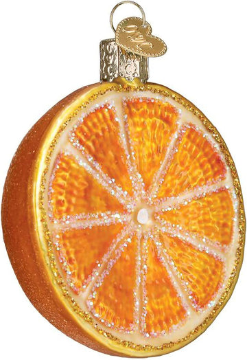 Orange Glass Blown Ornament, Handcrafted Holiday Decoration, Fruit Collection