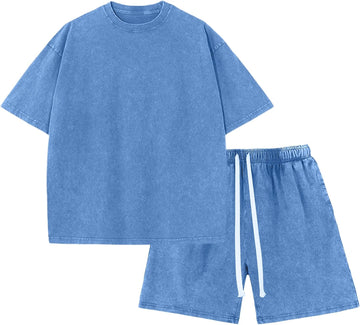 Boys Summer Outfits Acid Wash Short Sets 2 Piece Matching Clothes Set