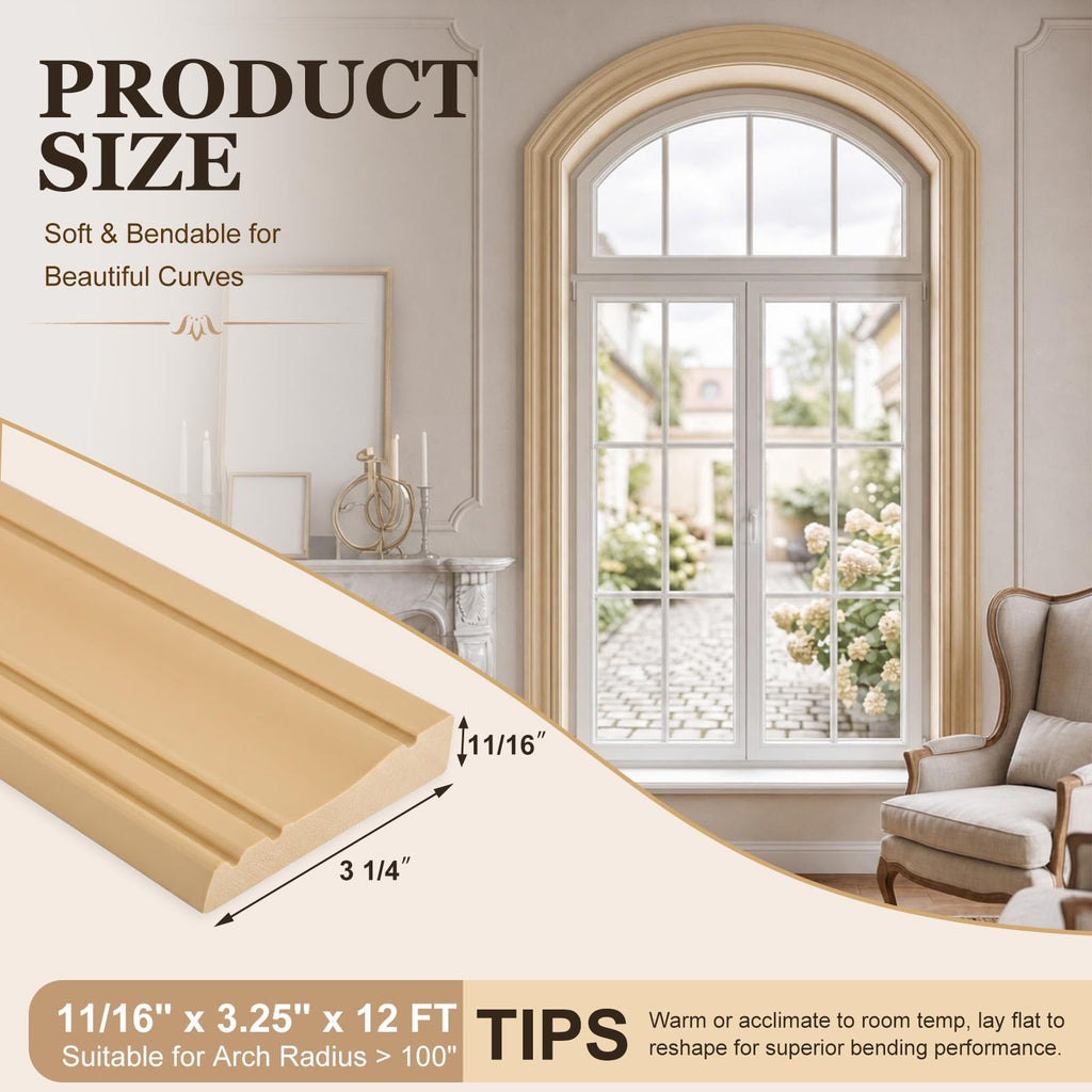 3.25" x 12ft Flexible Molding, Paintable Trim, Wide Ogee Crown