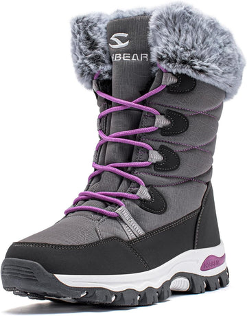 Kids Winter Snow Boots Waterproof Outdoor Warm Faux Fur Lined Shoes