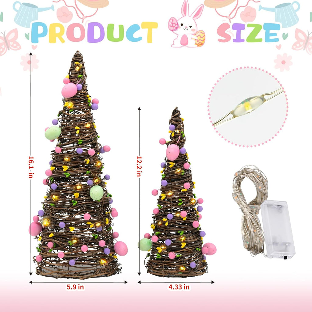 Easter Rattan Table Trees Decor Lighted Easter Decorations