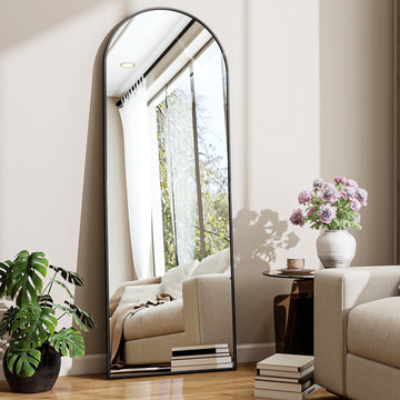 Bogen Full Body Mirror 150 x 40 cm, Curved Standing Mirror Hanging or Leaning on the Wall, Floor Mirror with Stand or