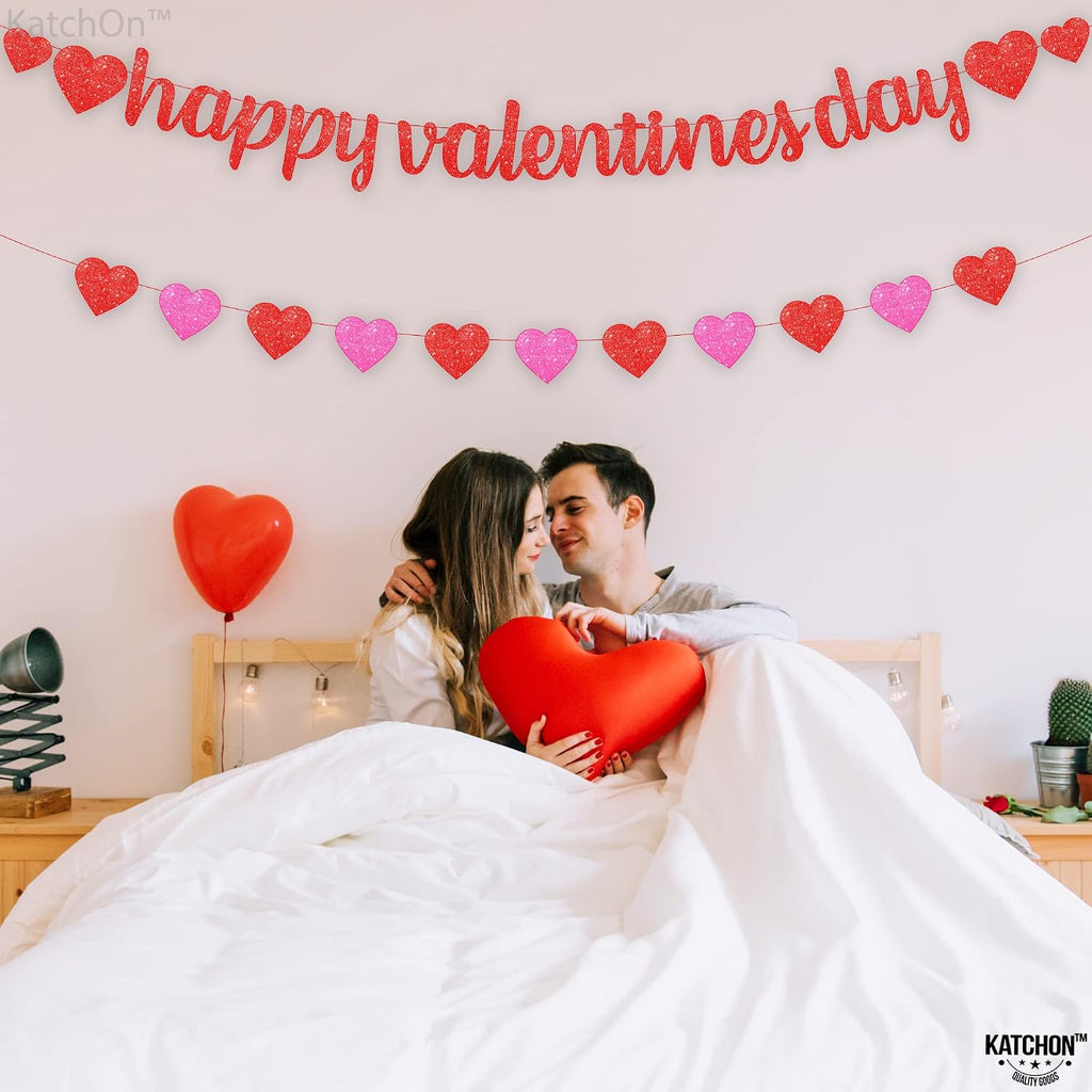 Glitter Happy Valentines Banner 10 Feet - Set of 10