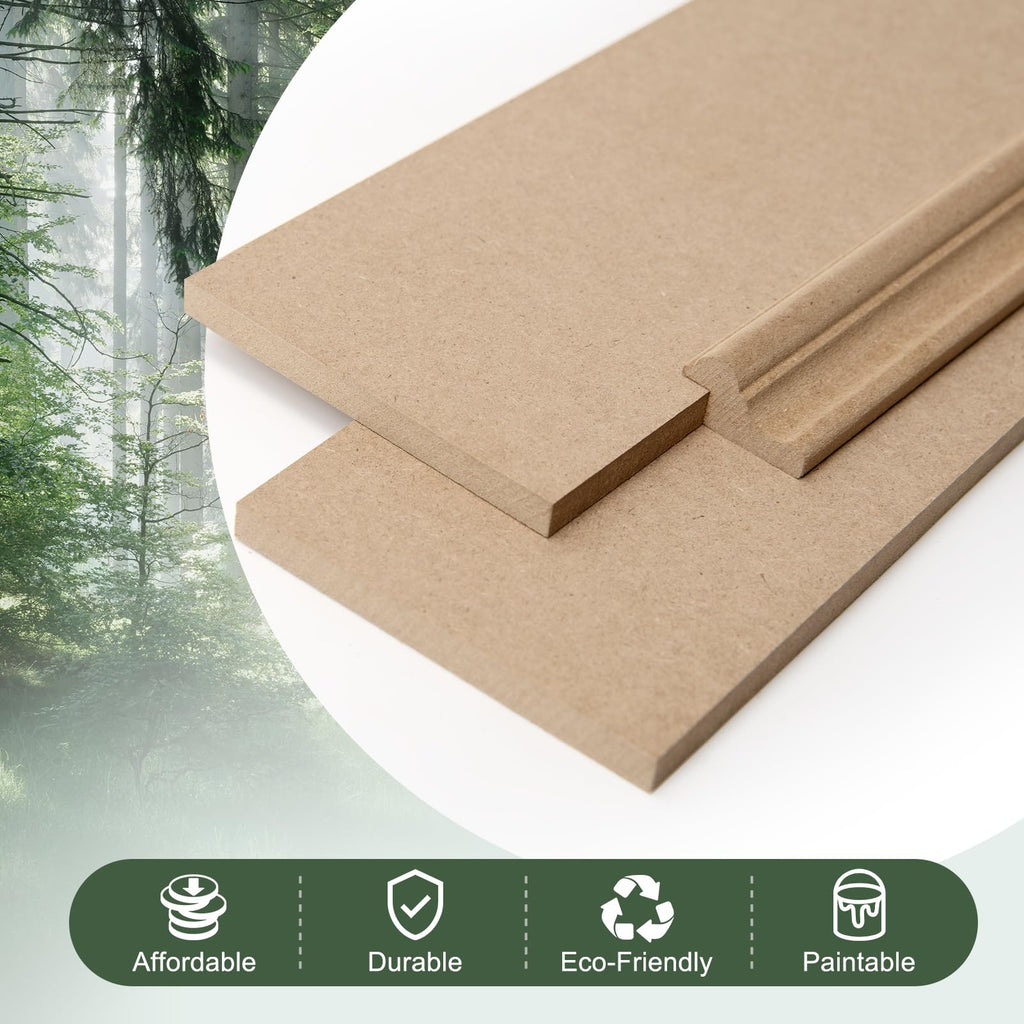 Premade Board and Batten Wainscoting Kit, MDF Paintable Accent Wall Panels with Edge Trim, Pre-Cut Ready to Assemble