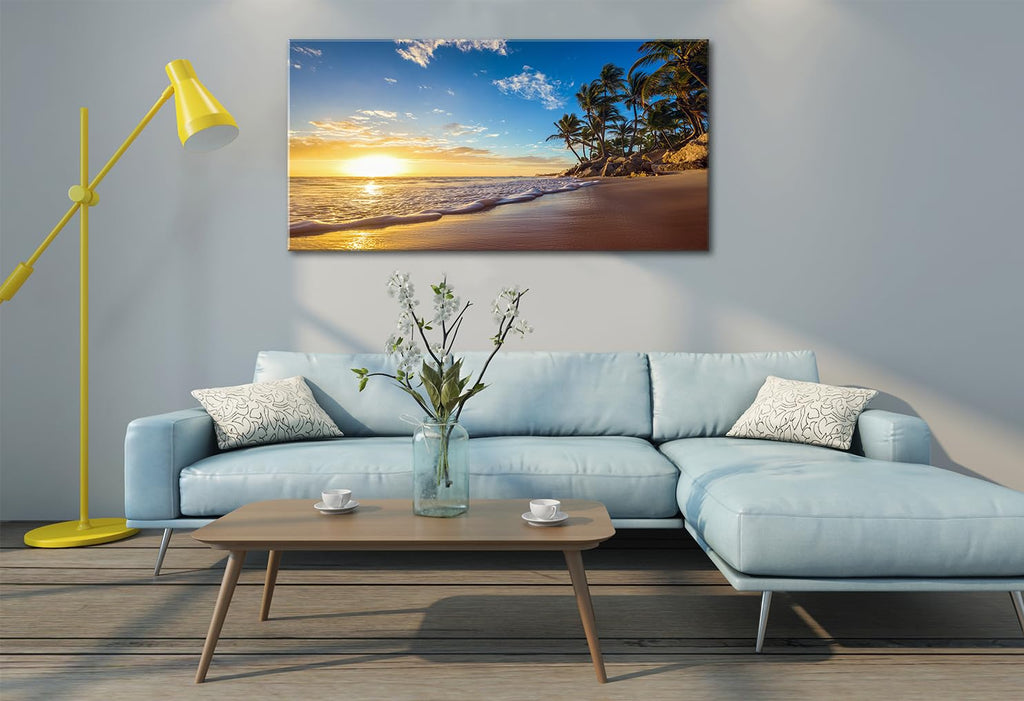 Beach Wall Art Sunset Pictures Ocean Seascape Theme Art Wall Pictures Coastal Landscape Paintings Modern Cloud Canvas