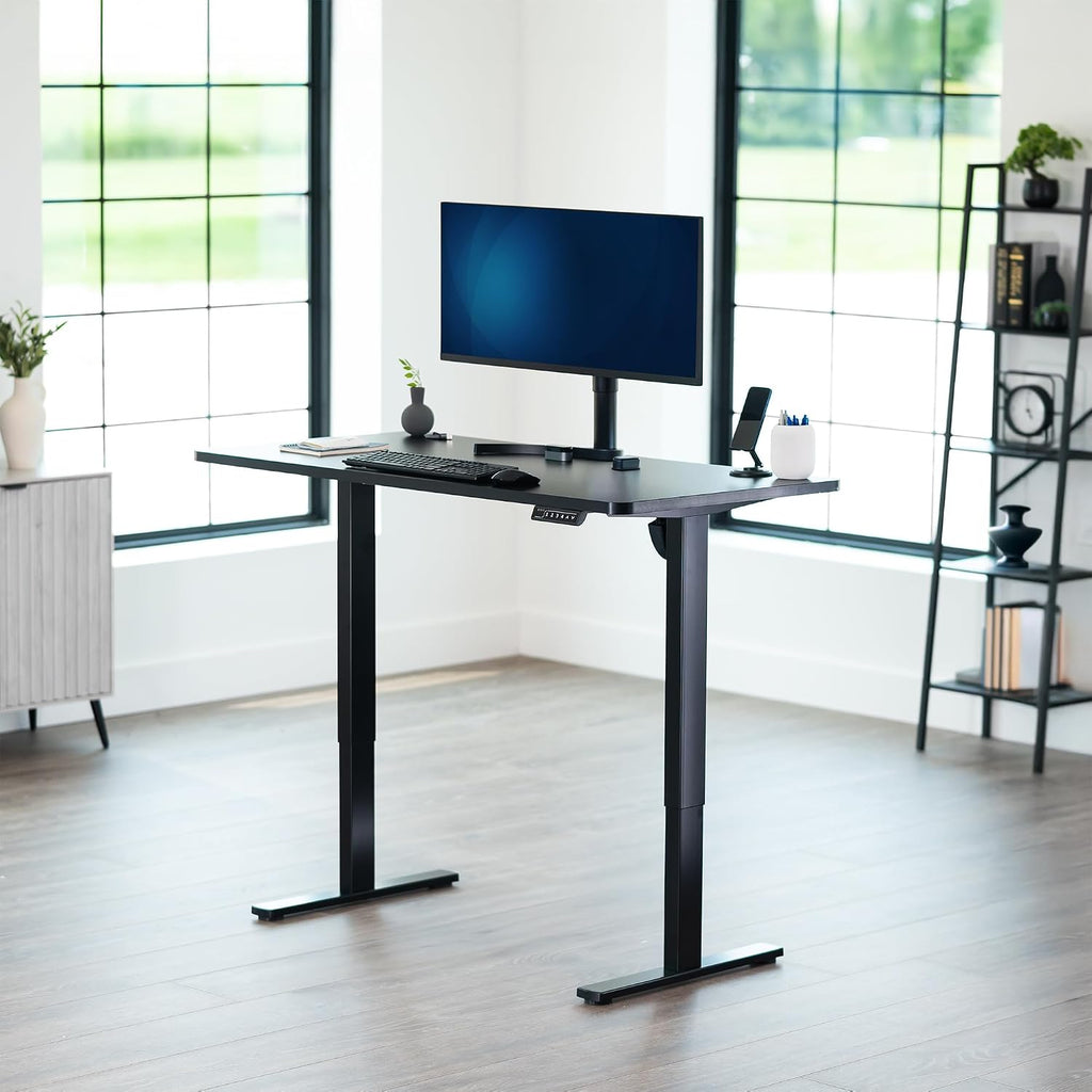 Black 55 x 28 in Standing Desk, DESK-KIT-1B55B | Electric, Holds 220 lbs, Sit Stand, Height Adjustable, Solid