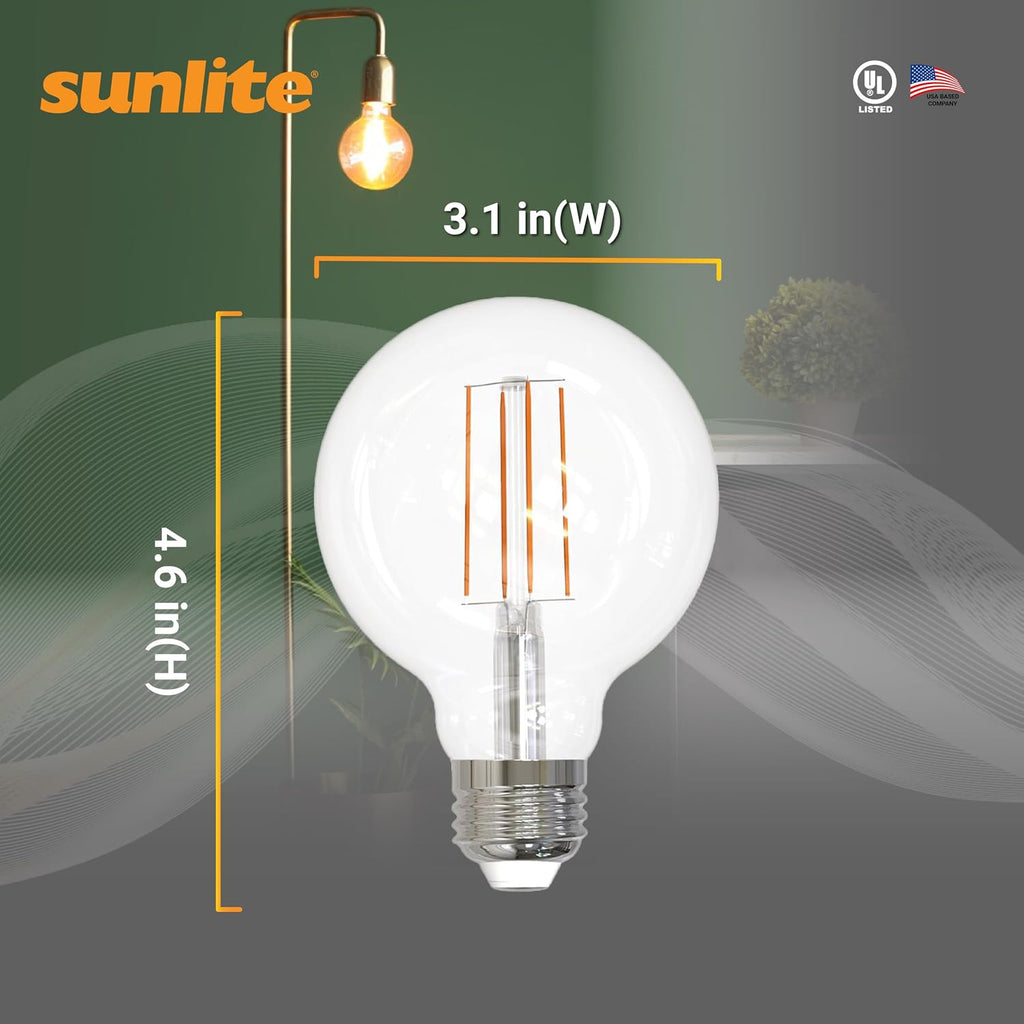 G25 LED Light Bulbs 8.5W 100W Equivalent Amber 2200K Long Filament Vintage LED Globe Light Bulbs Vanity Bathroom