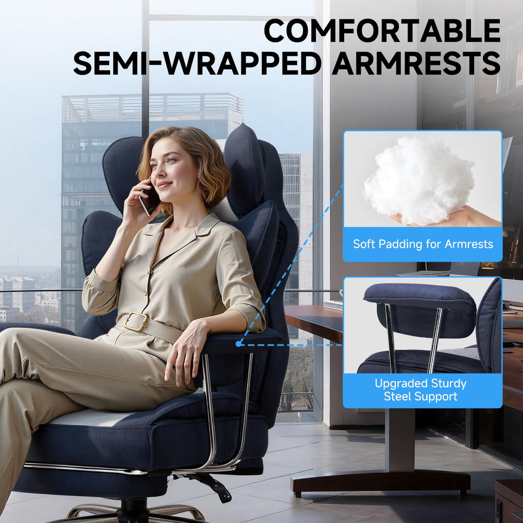 Gaming Chair, Big and Tall Office Chair with Footrest, Ergonomic Executive Computer Desk Chairs, Comfy Wide Seat with