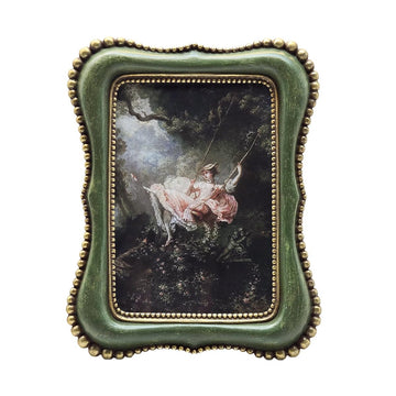 4x6 Vintage Picture Frame, Antique Green Ornate Photo Frame, for Tabletop and Wall Display, Decorative Retro Home