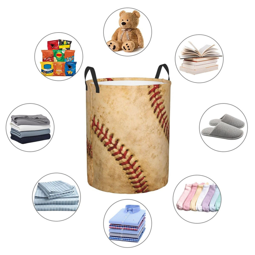 Baseball Texture Laundry Basket Laundry Hamper With Handles Collapsible Laundry Baskets Storage Basket For Room