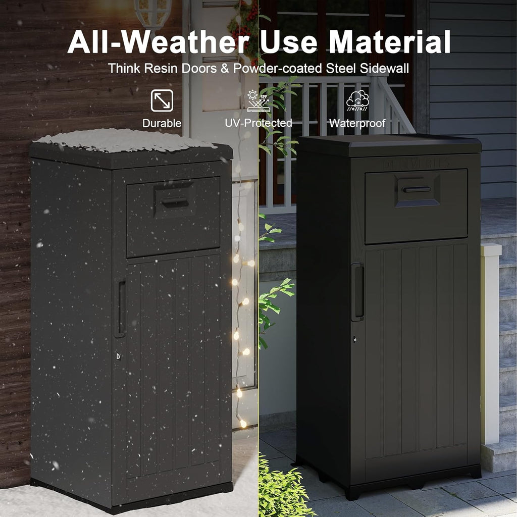 Domi Package Delivery Box Box with Lockable Secure, Waterproof Resin Storage Anti-Theft Outdoor Package Delivery