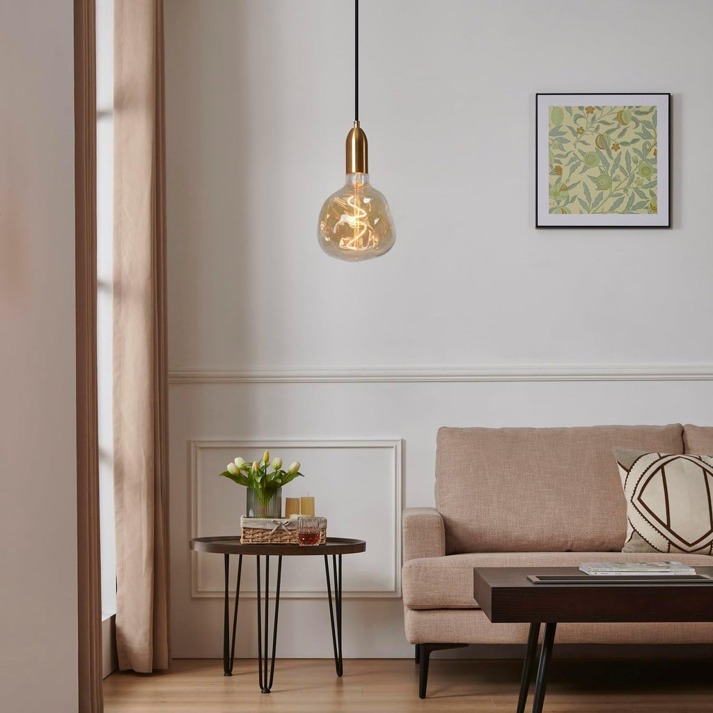 5W Oversized Irregular LED Light Bulb, 5-Inch (G125) Decorative Amber Glass Bulb, Flexible Spiral Filament, 2200K
