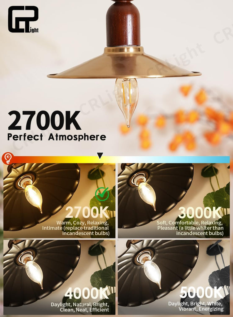 2W LED Candelabra Bulbs 25W Eq, E12 2700K Amber Flame Tip, 12 Pack