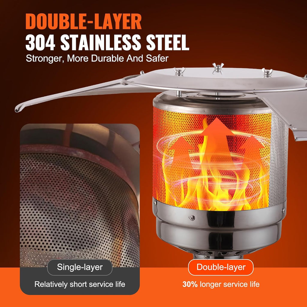 50000BTU Propane Patio Heater for Outdoor Use With Round Table Design, Metal Burner and Wheels - Tall Hammered Flame