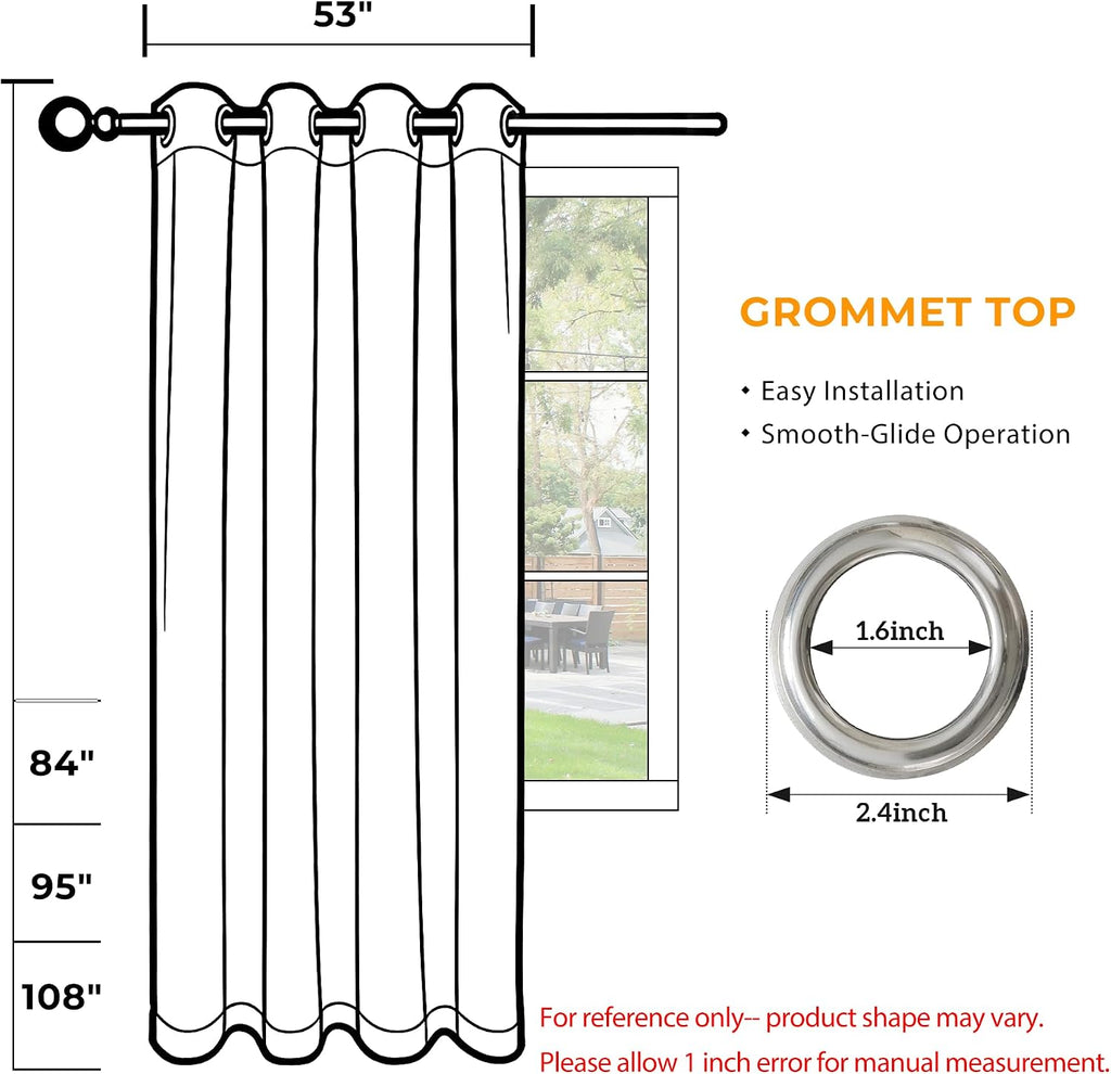 4 Panels Outdoor Stripe Curtains , Waterproof Light Filtering Indoor Outdoor Curtain Panels with Grommets for Porch